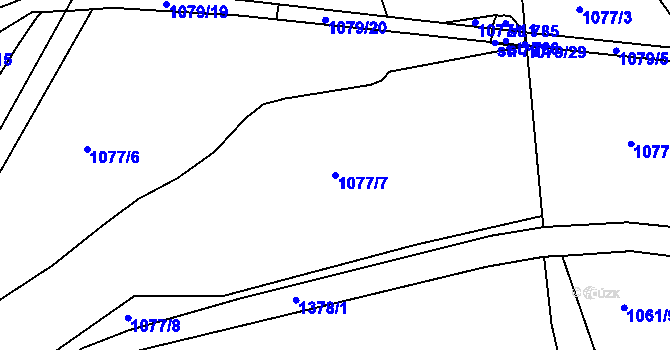 Parcela st. 1077/7 v KÚ Doksy u Kladna, Katastrální mapa