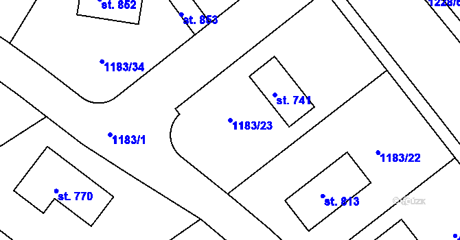 Parcela st. 1183/23 v KÚ Doksy u Kladna, Katastrální mapa