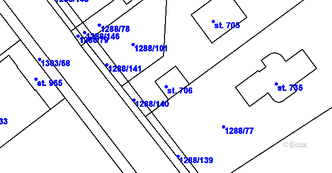 Parcela st. 706 v KÚ Doksy u Kladna, Katastrální mapa
