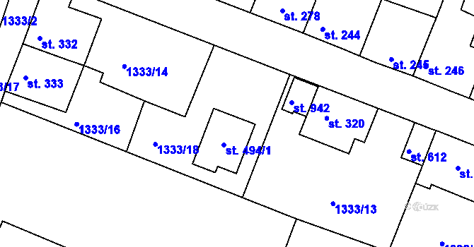 Parcela st. 494/2 v KÚ Doksy u Kladna, Katastrální mapa