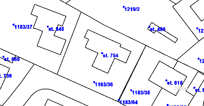 Parcela st. 754 v KÚ Doksy u Kladna, Katastrální mapa