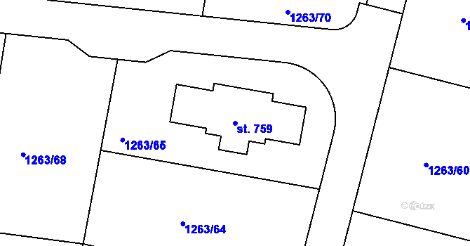 Parcela st. 759 v KÚ Doksy u Kladna, Katastrální mapa