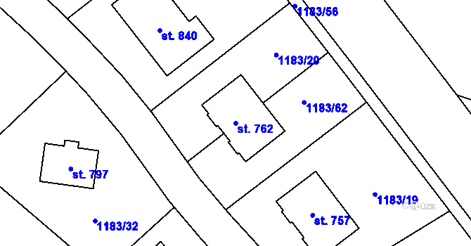 Parcela st. 762 v KÚ Doksy u Kladna, Katastrální mapa