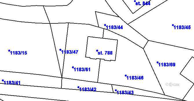 Parcela st. 788 v KÚ Doksy u Kladna, Katastrální mapa