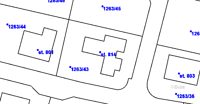 Parcela st. 814 v KÚ Doksy u Kladna, Katastrální mapa