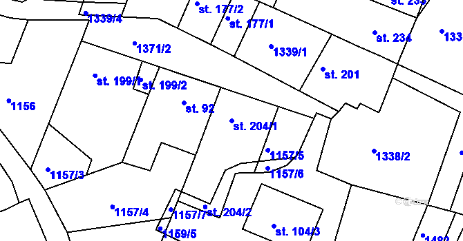 Parcela st. 204/1 v KÚ Doksy u Kladna, Katastrální mapa