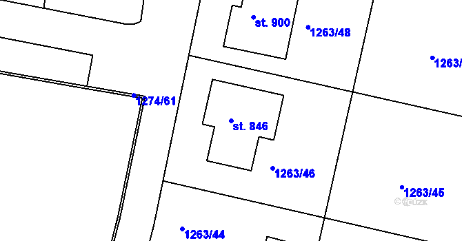 Parcela st. 846 v KÚ Doksy u Kladna, Katastrální mapa