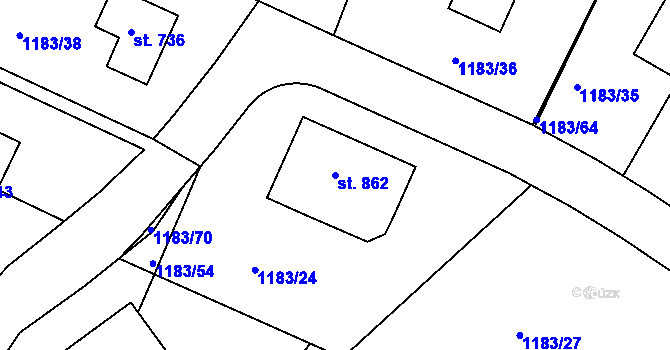Parcela st. 862 v KÚ Doksy u Kladna, Katastrální mapa