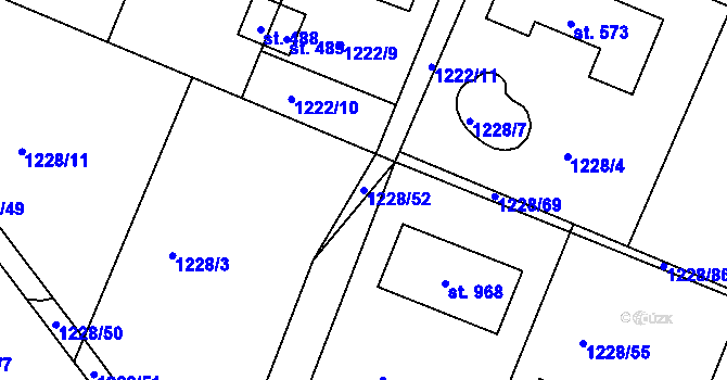 Parcela st. 1228/52 v KÚ Doksy u Kladna, Katastrální mapa