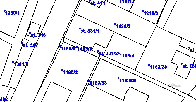 Parcela st. 331/2 v KÚ Doksy u Kladna, Katastrální mapa