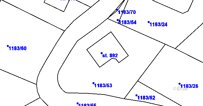 Parcela st. 892 v KÚ Doksy u Kladna, Katastrální mapa
