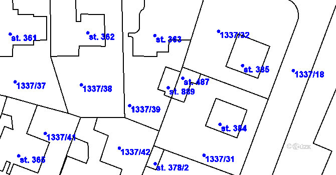 Parcela st. 889 v KÚ Doksy u Kladna, Katastrální mapa