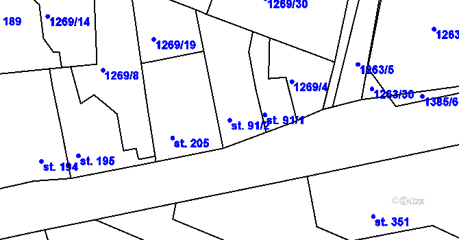 Parcela st. 91/2 v KÚ Doksy u Kladna, Katastrální mapa