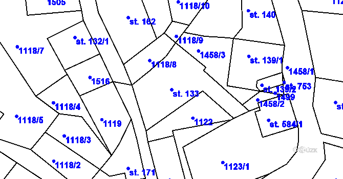Parcela st. 133 v KÚ Doksy u Kladna, Katastrální mapa