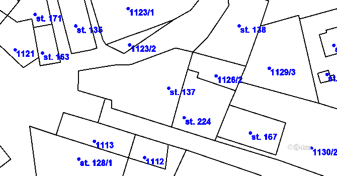 Parcela st. 137 v KÚ Doksy u Kladna, Katastrální mapa