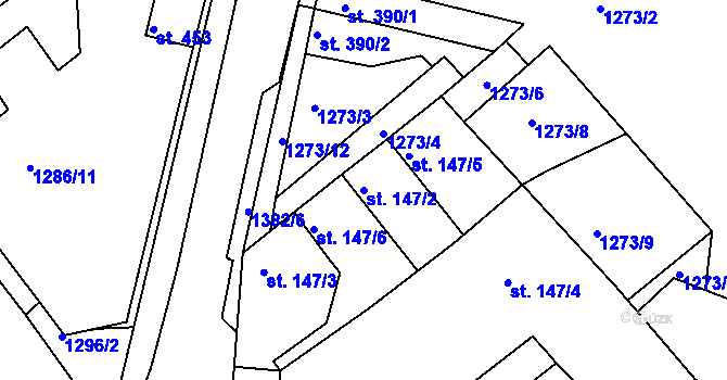 Parcela st. 147/2 v KÚ Doksy u Kladna, Katastrální mapa