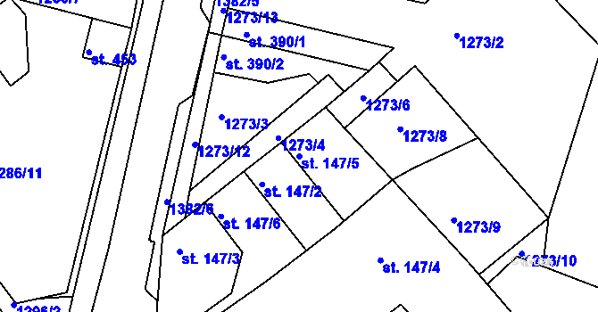 Parcela st. 147/5 v KÚ Doksy u Kladna, Katastrální mapa