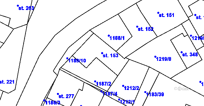 Parcela st. 153 v KÚ Doksy u Kladna, Katastrální mapa