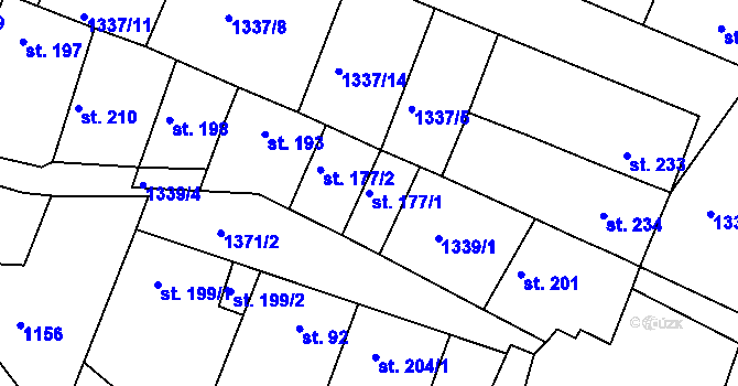 Parcela st. 177/1 v KÚ Doksy u Kladna, Katastrální mapa
