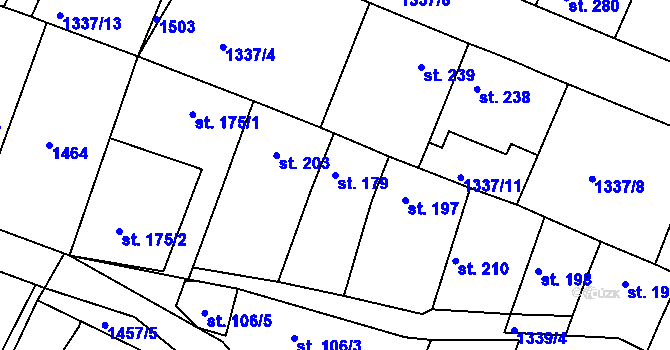 Parcela st. 179 v KÚ Doksy u Kladna, Katastrální mapa