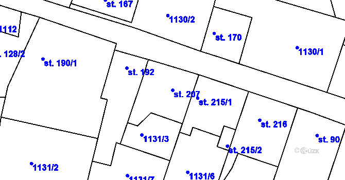 Parcela st. 207 v KÚ Doksy u Kladna, Katastrální mapa