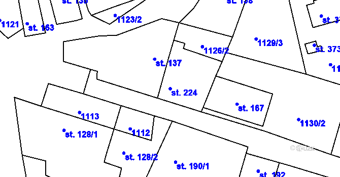 Parcela st. 224 v KÚ Doksy u Kladna, Katastrální mapa