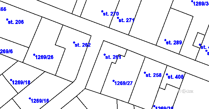 Parcela st. 261 v KÚ Doksy u Kladna, Katastrální mapa