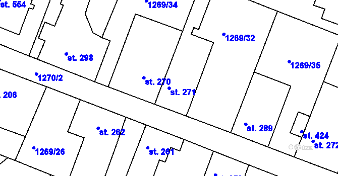 Parcela st. 271 v KÚ Doksy u Kladna, Katastrální mapa