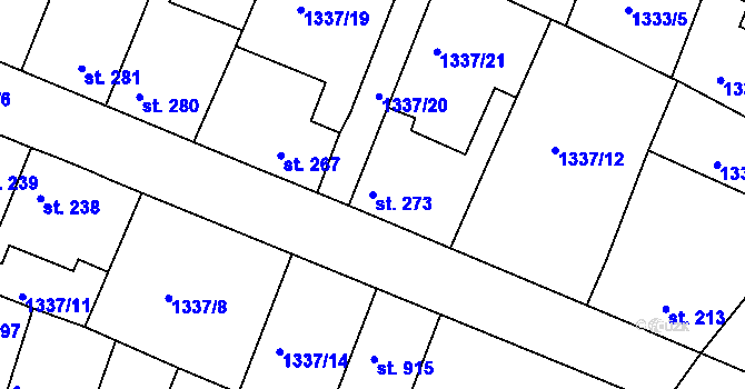 Parcela st. 273 v KÚ Doksy u Kladna, Katastrální mapa
