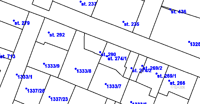Parcela st. 290 v KÚ Doksy u Kladna, Katastrální mapa