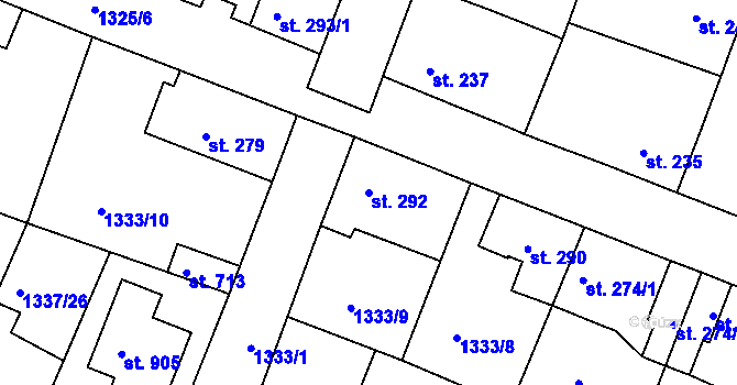Parcela st. 292 v KÚ Doksy u Kladna, Katastrální mapa