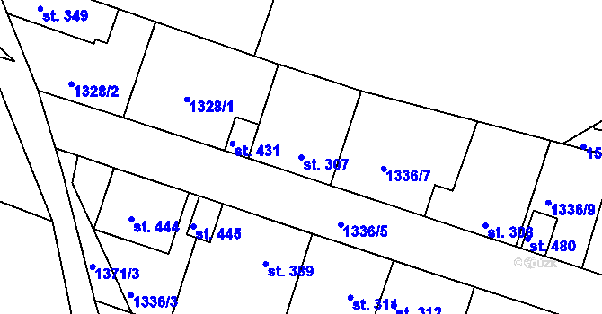 Parcela st. 307 v KÚ Doksy u Kladna, Katastrální mapa