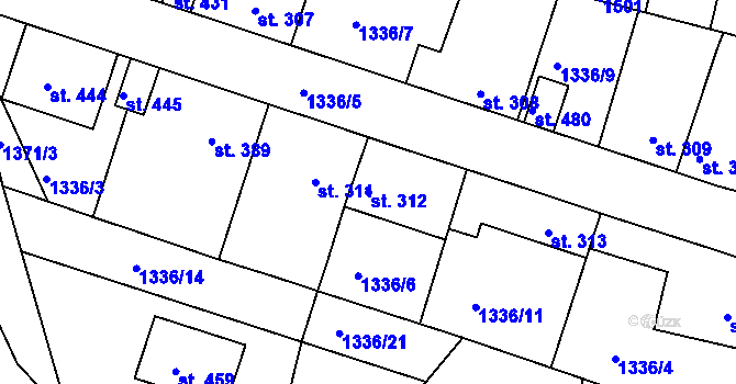 Parcela st. 312 v KÚ Doksy u Kladna, Katastrální mapa