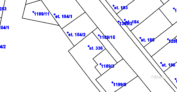 Parcela st. 336 v KÚ Doksy u Kladna, Katastrální mapa