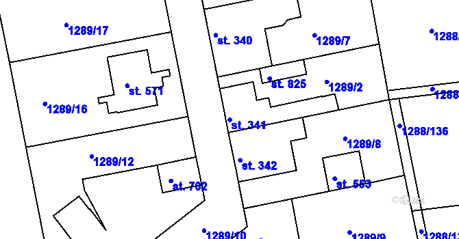 Parcela st. 341 v KÚ Doksy u Kladna, Katastrální mapa