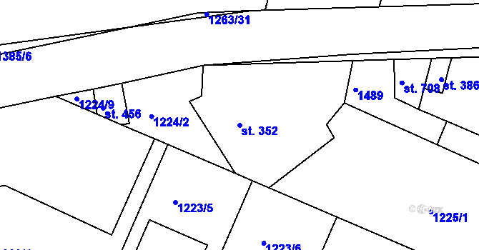 Parcela st. 352 v KÚ Doksy u Kladna, Katastrální mapa