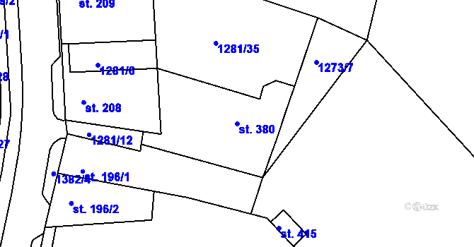 Parcela st. 380 v KÚ Doksy u Kladna, Katastrální mapa