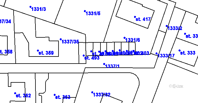 Parcela st. 398 v KÚ Doksy u Kladna, Katastrální mapa