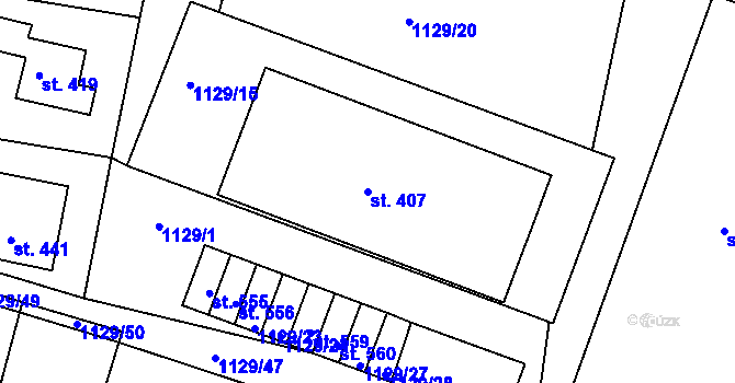Parcela st. 407 v KÚ Doksy u Kladna, Katastrální mapa