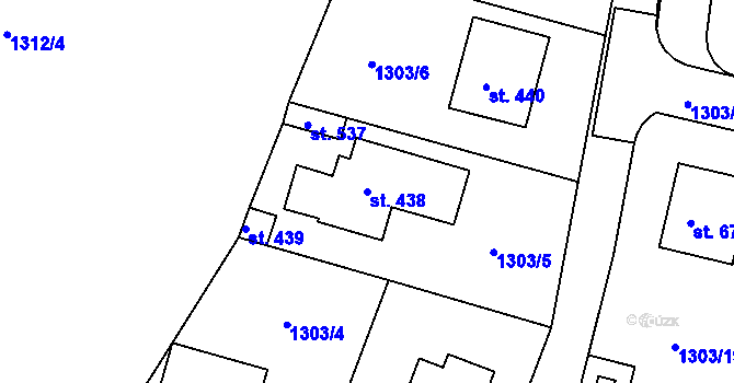Parcela st. 438 v KÚ Doksy u Kladna, Katastrální mapa