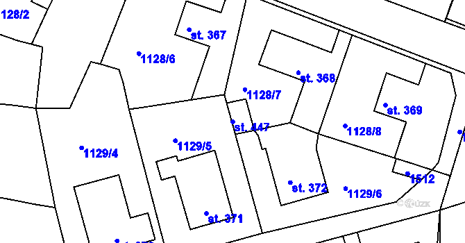 Parcela st. 447 v KÚ Doksy u Kladna, Katastrální mapa