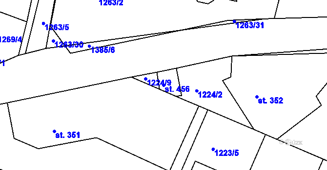 Parcela st. 456 v KÚ Doksy u Kladna, Katastrální mapa