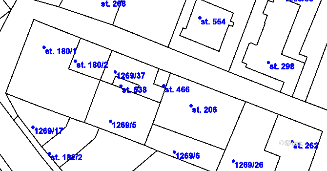 Parcela st. 466 v KÚ Doksy u Kladna, Katastrální mapa