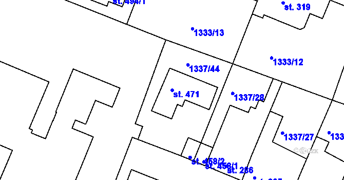 Parcela st. 471 v KÚ Doksy u Kladna, Katastrální mapa
