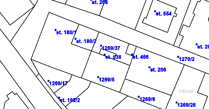 Parcela st. 538 v KÚ Doksy u Kladna, Katastrální mapa