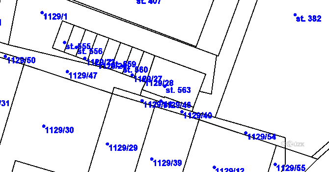Parcela st. 563 v KÚ Doksy u Kladna, Katastrální mapa