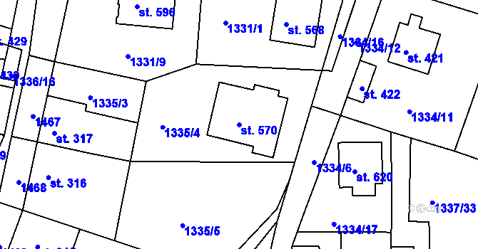 Parcela st. 570 v KÚ Doksy u Kladna, Katastrální mapa