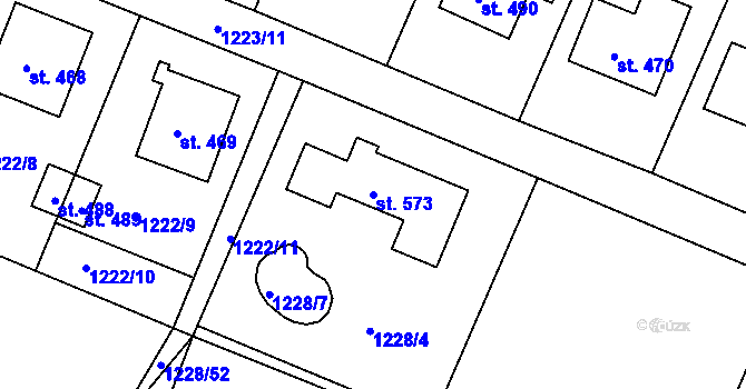 Parcela st. 573 v KÚ Doksy u Kladna, Katastrální mapa