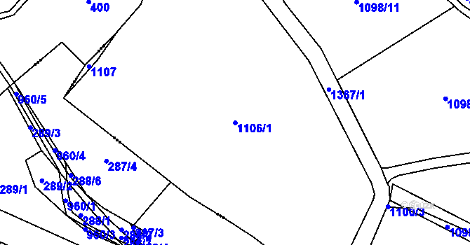 Parcela st. 1106/1 v KÚ Doksy u Kladna, Katastrální mapa