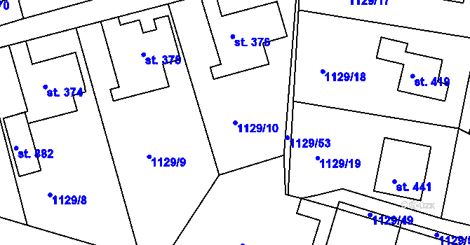 Parcela st. 1129/10 v KÚ Doksy u Kladna, Katastrální mapa